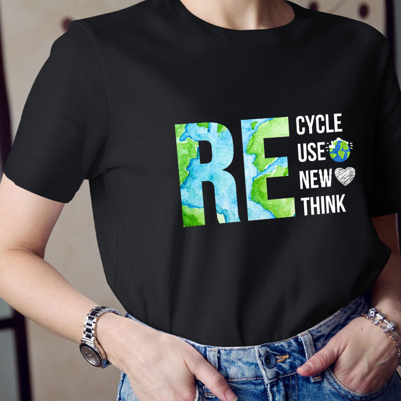 Recycle Reuse Renew Rethink Teacher T-Shirt