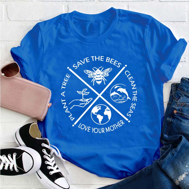 Plant A Tree Save The Bees Teacher T-Shirt